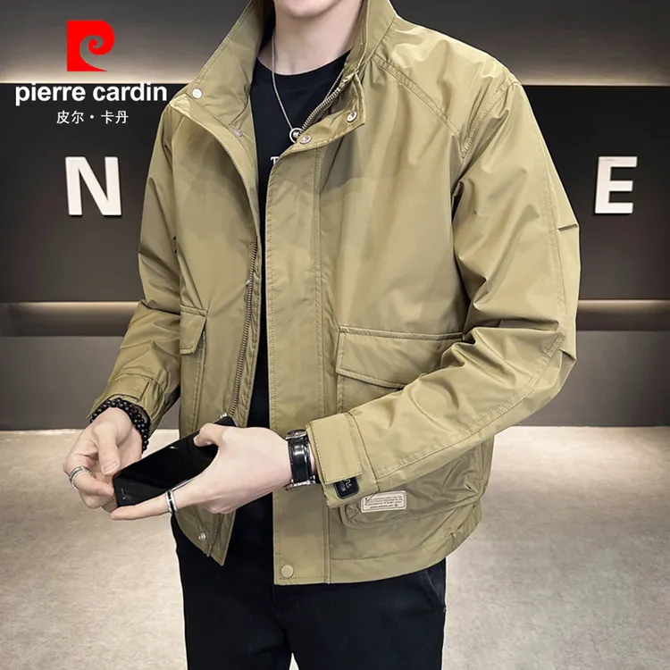 皮尔卡丹夹克男士2025新款春秋款百搭上衣服潮流宽松立领工装外套