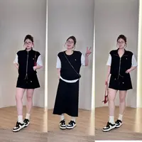 晶咕【热风环游-上衣】显瘦休闲小众假两件拼接设计感外套T恤