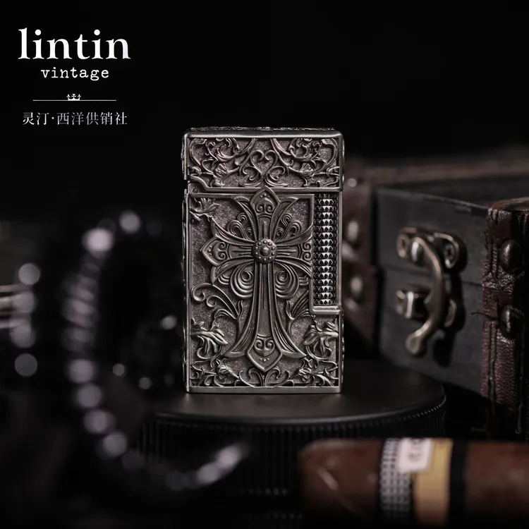 【克罗心】stelton轻奢商务充气打火机黄铜侧滑点火潮流重甲