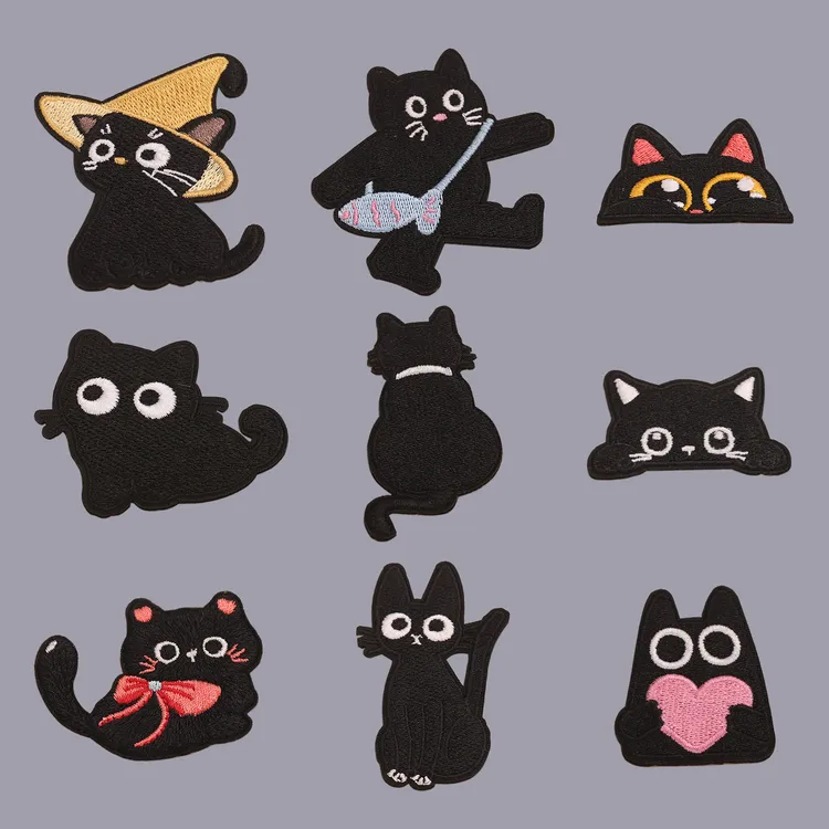 自粘刺绣衣服修补装饰贴卡通猫咪补丁贴羽绒服包包破洞免缝布贴小