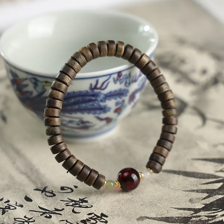 沉香海南莺歌绿药片珠4x7单圈设计款