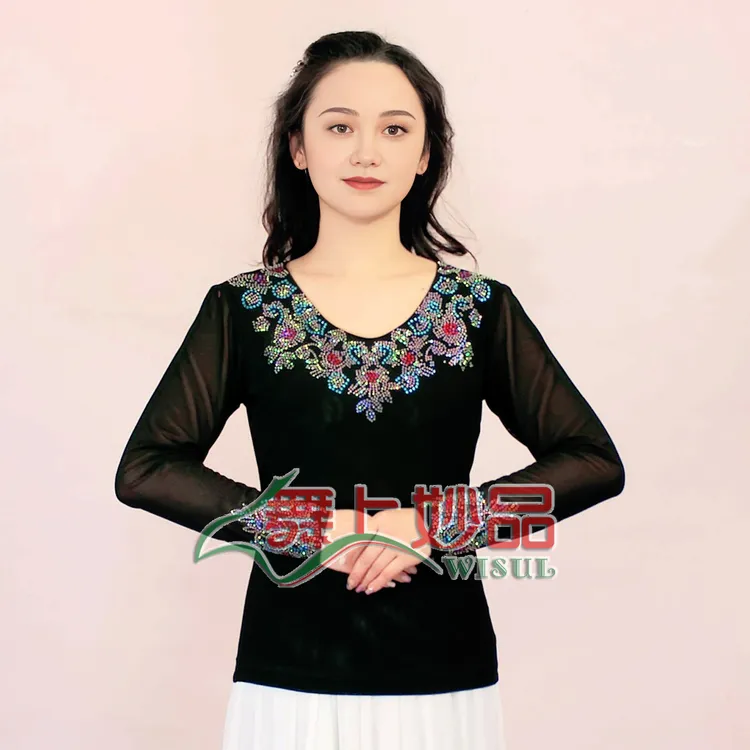 舞上妙品A20新疆舞民族服饰石榴花闪钻上衣