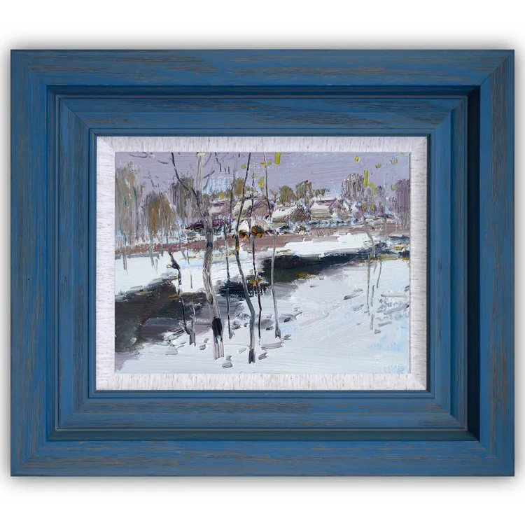 刘明亮意象油画油画原作《春雪》艺术家原创手绘艺术收藏绘画挂画