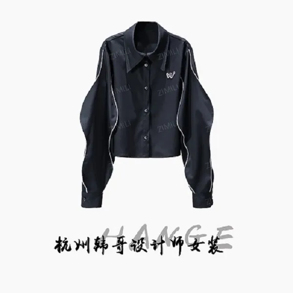 【韩哥女装】2025秋冬新品暗夜黑拼色飞袖时尚休闲衬衣10125-Z5