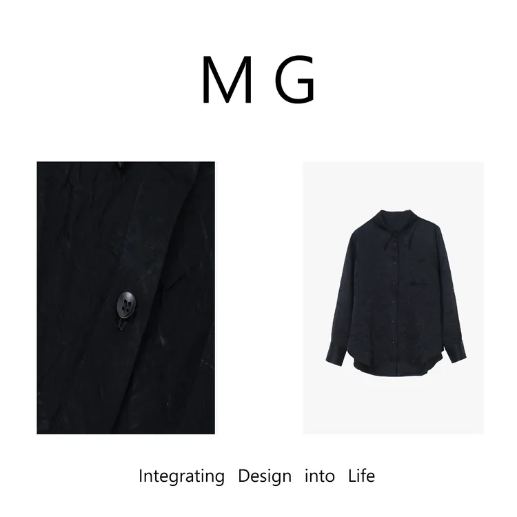 MUAN：《新古典衬衫》定制高定100醋酸简约衬衫上衣女JD-388