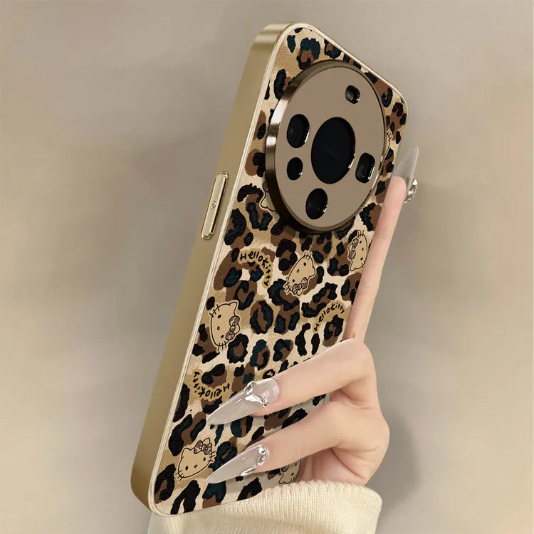 豹纹KT猫适用华为mate70Pro手机壳pura80复古nova50防摔ultra60支