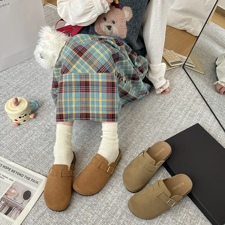 8825-1半拖博肯鞋圆头百搭软底厚底休闲外穿勃肯拖鞋女