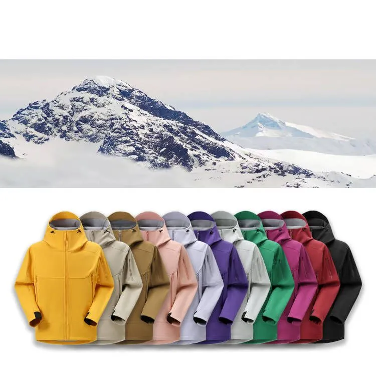 PTSJ-户外真冲！防抗撕裂火山岩暖绒锁温情侣连帽软壳冲锋衣外套