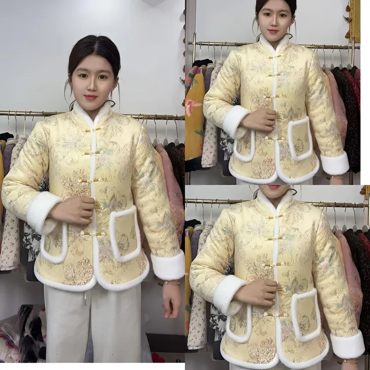 复古加绒保暖冬款中国风中年妈妈装花棉袄民族风外套气质气质