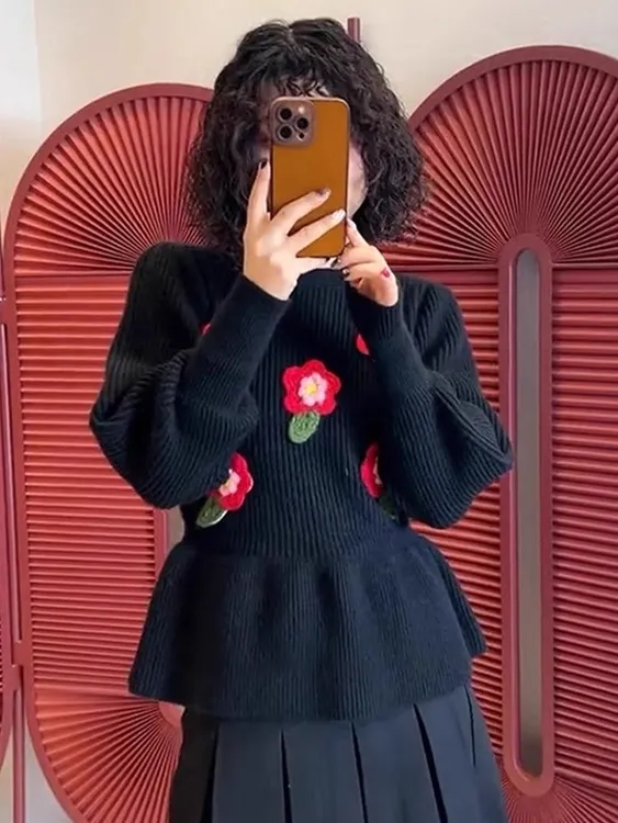 韩版慵懒风针织衫2025秋冬季时髦复古减龄时尚百搭气质毛衣上衣女