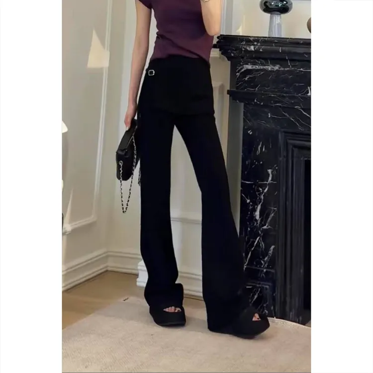 艾塔莉假两件休闲裤子女春新款胖mm梨形身材修身百搭拖地裤小个子