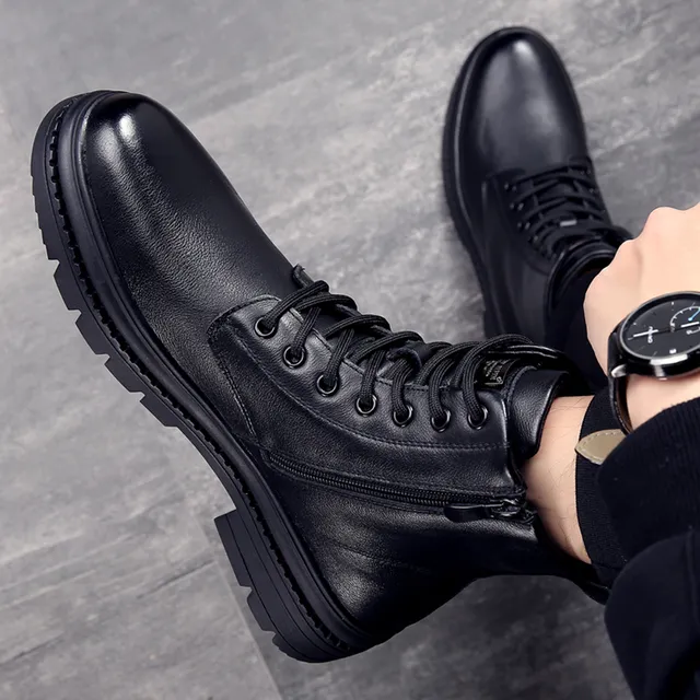 马丁靴男款2025秋冬真皮男靴头层牛皮男鞋加绒保暖男士高帮靴子男