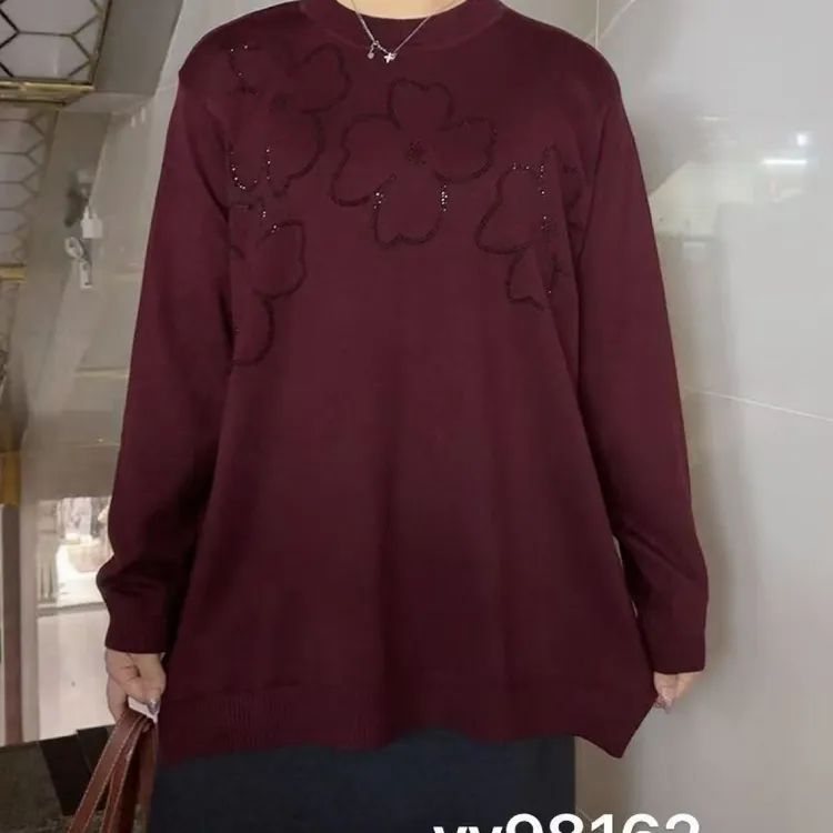 98162丝光棉四叶草针织毛衣