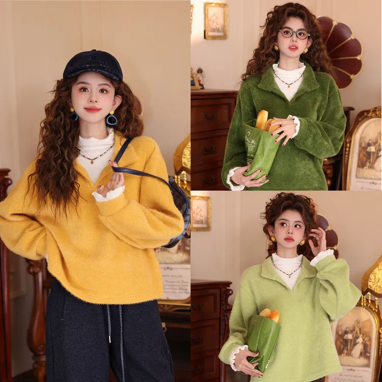 陈大器【落日孤舟】复古港风假两件长袖百搭宽松上衣衬衫JB3328334