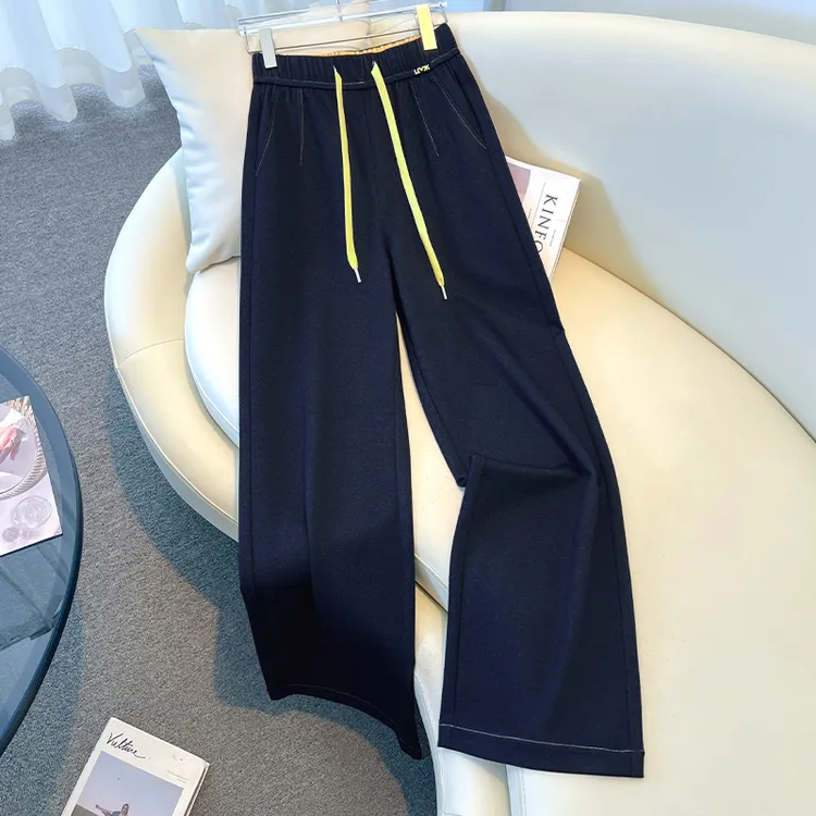 秋季新款时尚直筒裤高腰休闲裤新中式洋气宽松大码显瘦外穿阔腿裤