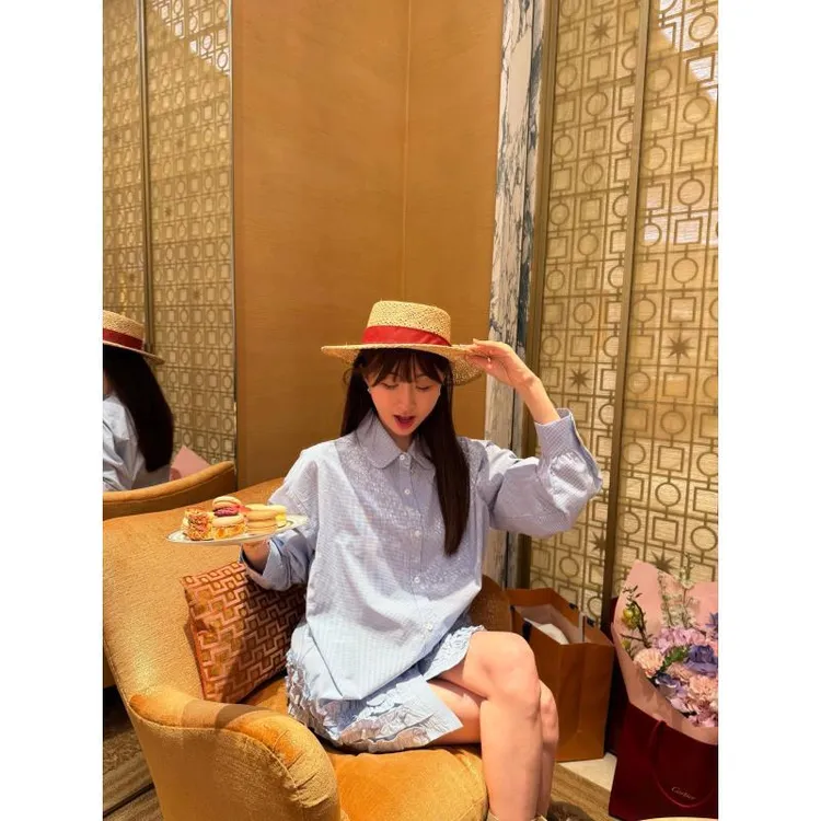 BETTER JOELAY -【格间花漾 】百搭衬衫宽松时尚潮流休闲风Z0839