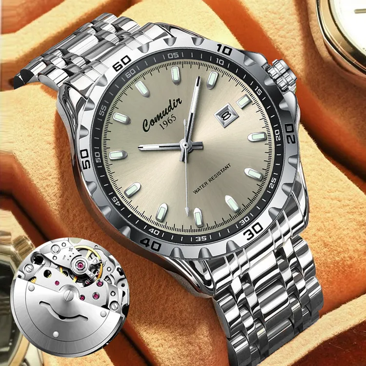 【全自动机芯】日历多功能全自动男士手表夜光防水钢带全自动男表