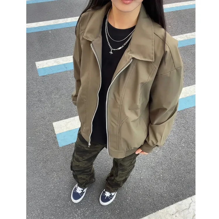 军绿色工装外套男款早秋美式复古潮流穿搭上衣设计感宽松痞帅夹克