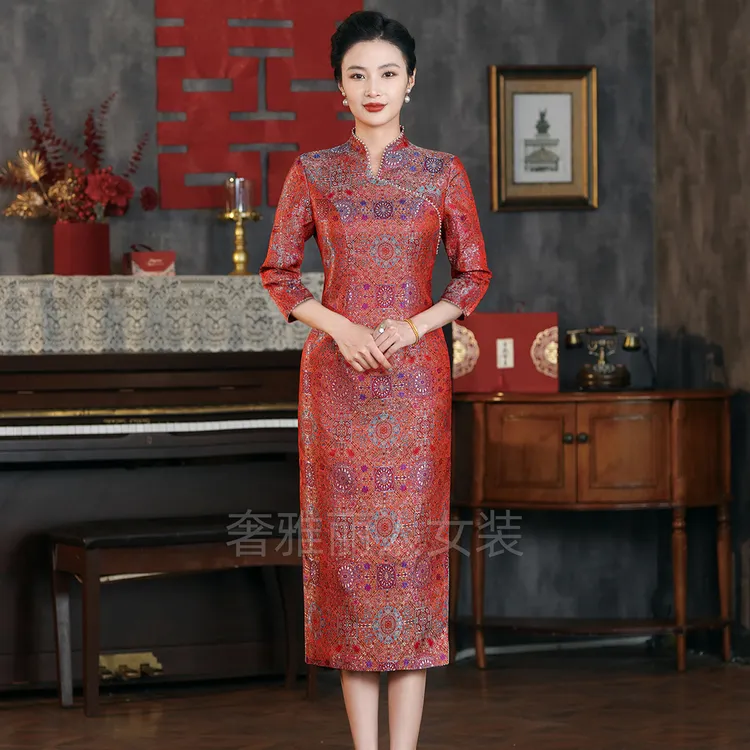 喜婆婆姨妈妈秋季新中式旗袍高端结婚喜妈妈礼服2025新款爆款