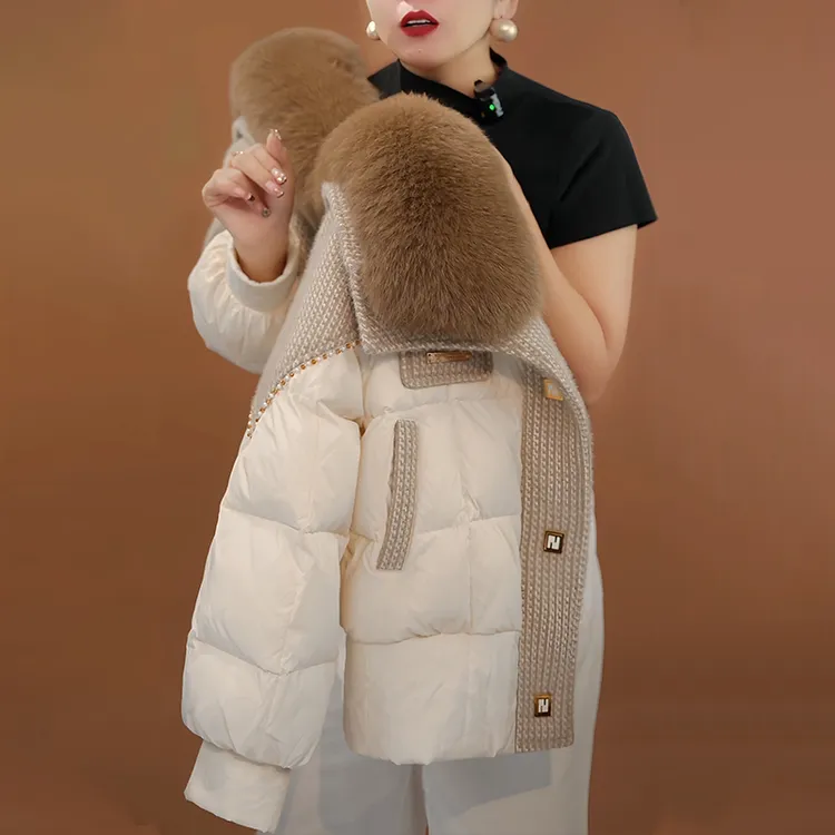 温柔轻熟风针织拼接棉服2025冬季新款蓬松灵动优雅