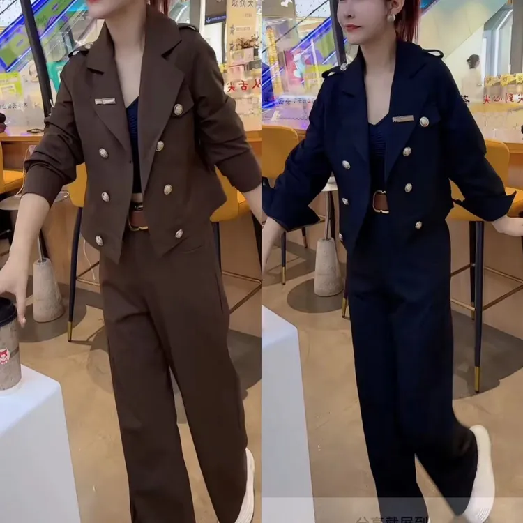 时尚套装休闲风轻职风高腰显瘦套装法式女装极简风