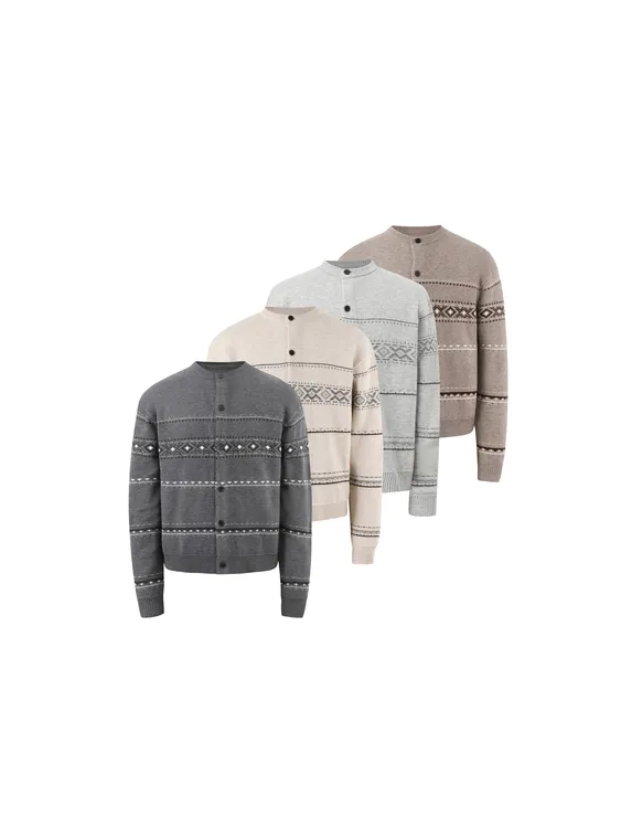 SUKCHOR 费尔岛高智学院感提花仿羊绒针织开衫毛衣