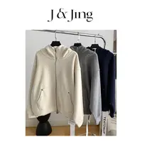 J&Jing-「1连帽短外套」-冬季宽松百搭毛巾布外套UMs066