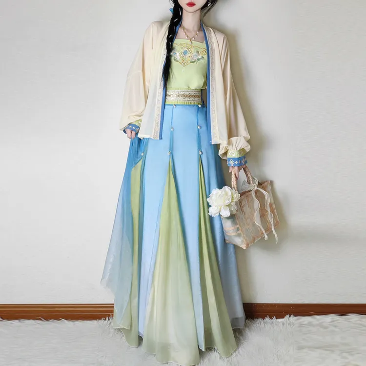 锦绣辞原创汉服【珍珠】宋制刺绣改良三裥裙国风汉元素日常套装春夏