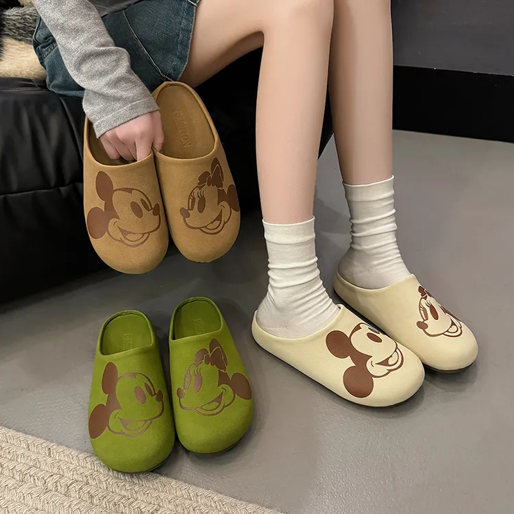 米奇欧美印花厚底包头拖女2025新款夏季增高懒人一脚蹬勃肯鞋