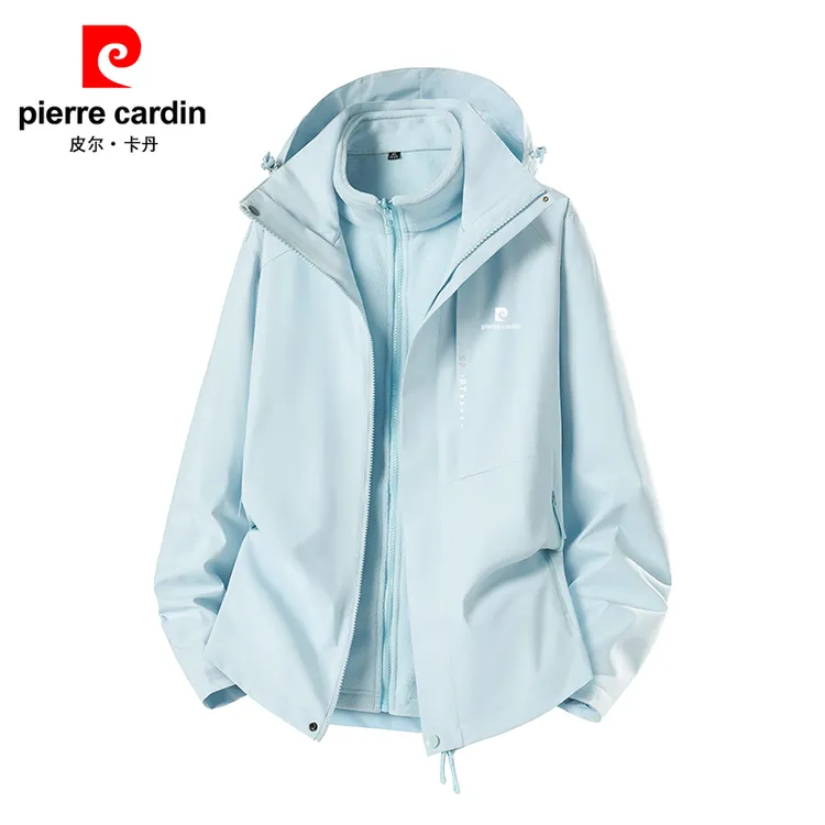 【内胆可拆卸】皮尔卡丹三合一冲锋衣男士户外大码防风登山夹克外套