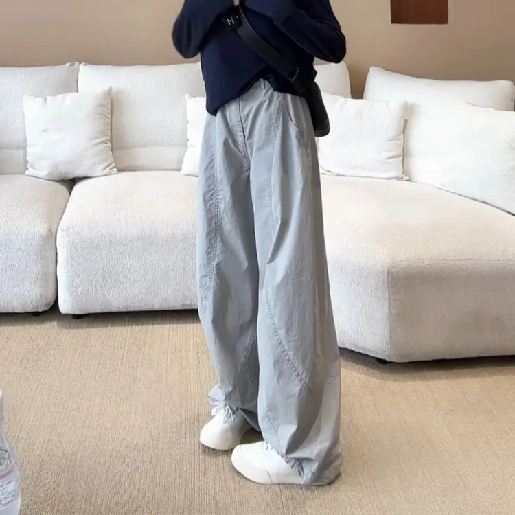 2025夏季时尚气泡裤复古立体剪裁工装休闲百搭阔腿裤LK2505006