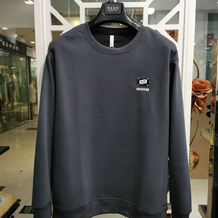 数字标准刺绣/绣花长袖水洗卫衣圆领常规款