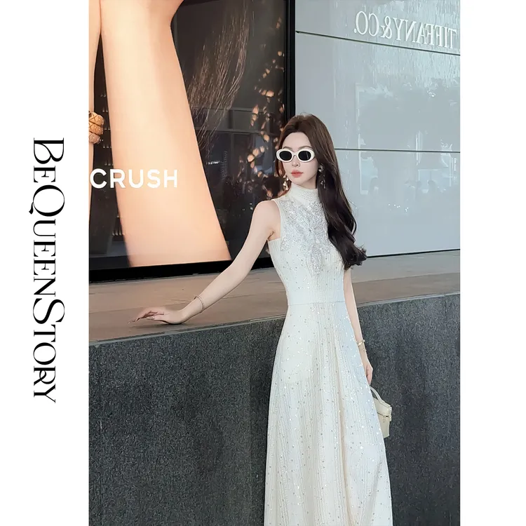 余潇潇【时光恋旅人】蕾丝珠亮片手工花朵装饰连体裤2025