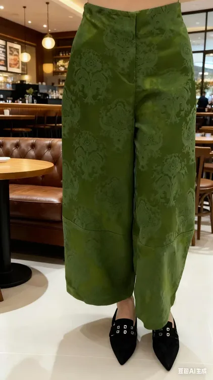越越女装新中式蚕蚕浮雕提花百搭直筒裤国风休闲时尚复古8817文艺