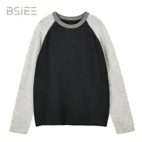 BSIEE/本涩撞色圆领毛衫长袖休闲秋冬毛衣