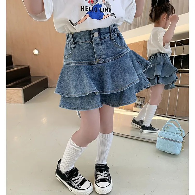 夏季洋气短裙女童夏装百搭童裙女孩儿童 童装 宝宝 女宝 中大童 