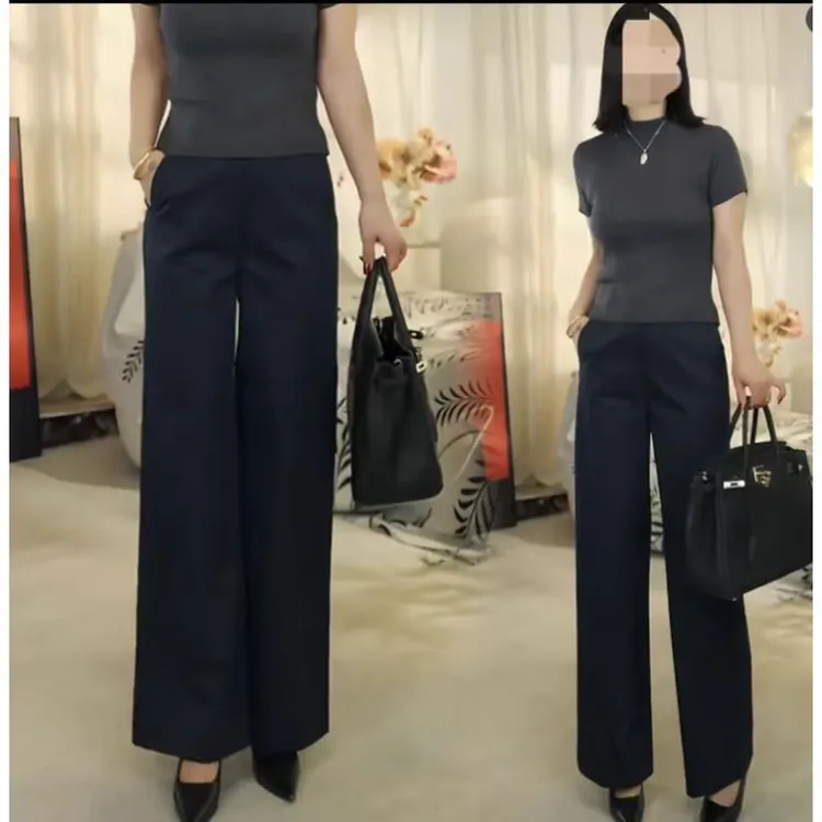 秋季加绒高腰显瘦休闲裤女初秋A字版阔腿裤韩版修身垂感裤子1027