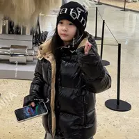 【90白鸭绒】M经典拼色国标巨保暖轻羽绒面包服加厚男女宝羽绒服