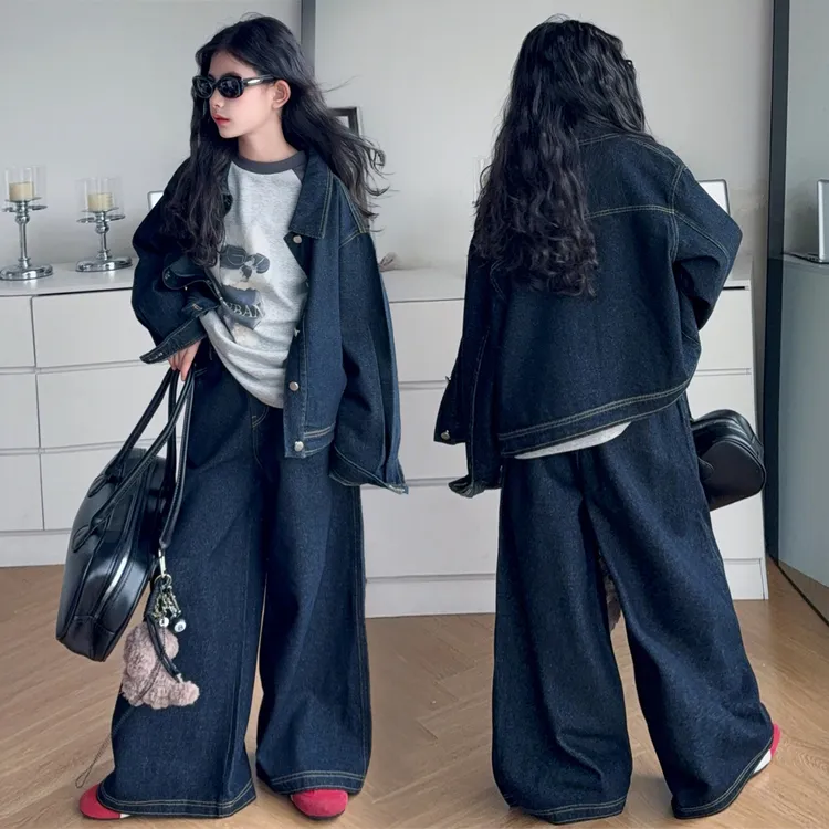 女童牛仔套装秋装2025新款儿童韩系穿搭女大童又酷又飒童装两件套