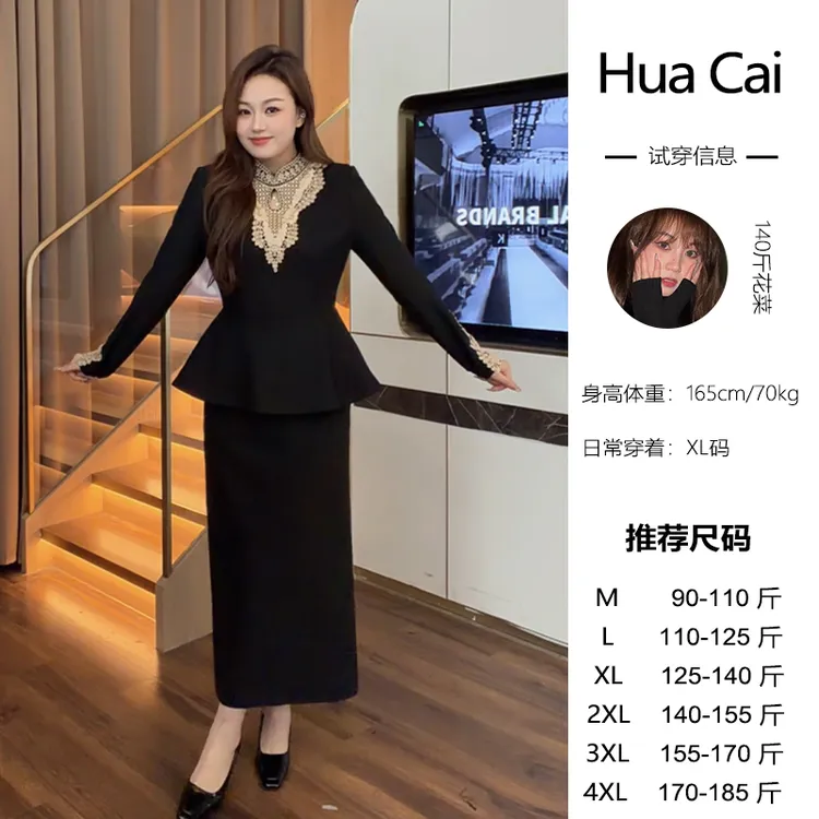 花菜微胖定制~【甄嬛传】秋冬新款加绒加厚气质时尚上衣+加绒半裙