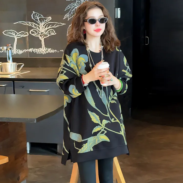 Linda姐高端线】秋冬时尚气质复古休闲上衣印花卫衣AF5SWY0330