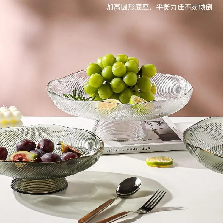 新款玻璃水果盘客厅茶几上档次家用高档轻奢高端高脚零食盘果盆