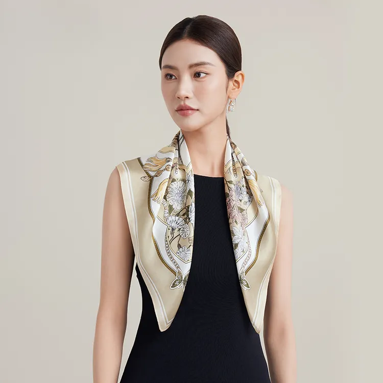 清仓中国风优雅丝巾复古港风花丝春秋商务不掉色花薄款