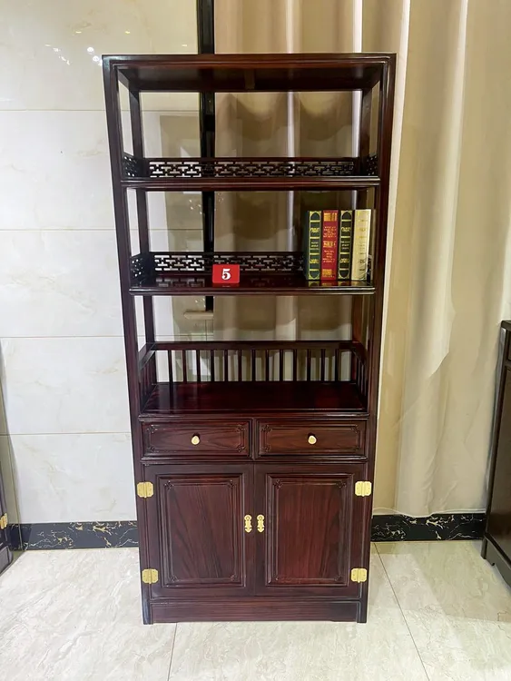 皇瑞红木  黑酸枝书柜书架 置物柜 博古柜  尺寸 78-32-178