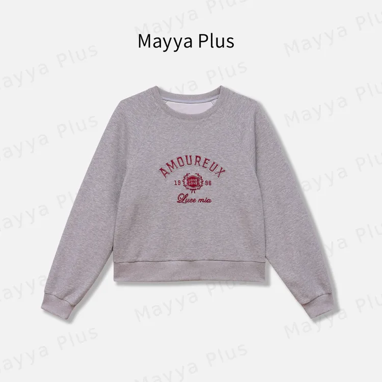 【美高日记】Mayya Plus麦芽定制慵懒风字母绣花卫衣上衣女32536692