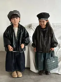 皮衣2025秋季新品韩版男女童亮色棉质百搭洋气皮衣外套夹克2529