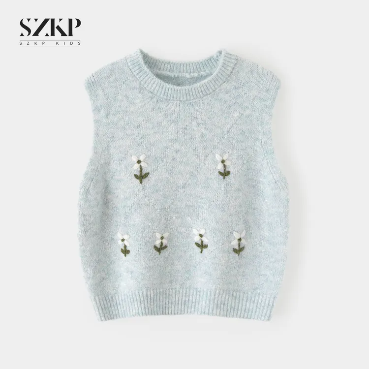 SZKP冬季新款女童装上衣中大童休闲时尚儿童针织马甲MFYD556129