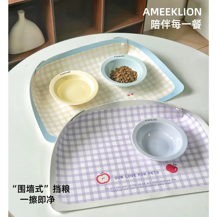 宠物餐垫防水防油PU皮革猫咪碗垫防溢出猫食盆垫子猫碗狗碗防滑垫