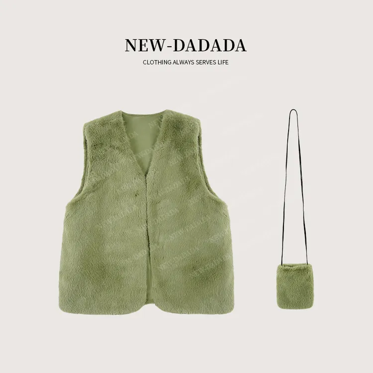 利达 NEW DADADA 秋冬叠穿毛绒时尚马甲休闲修身气质外套QGM2612