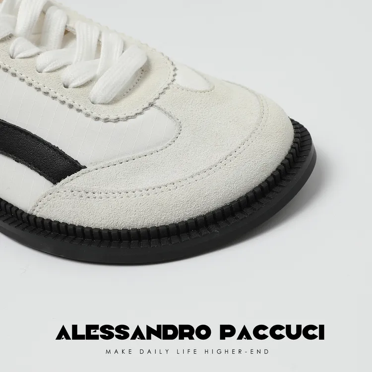 AP洛哥43078XA【雨季天空】牛皮拼色系带平底设计感时尚百搭休闲鞋